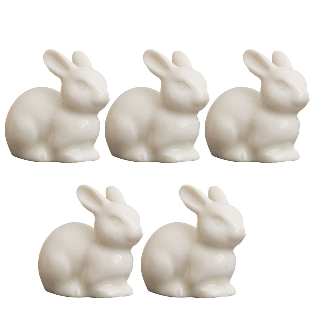 5Pcs Small Ceramic Rabbit Deco - Bonsai Garden Landscape Design 评论和价格