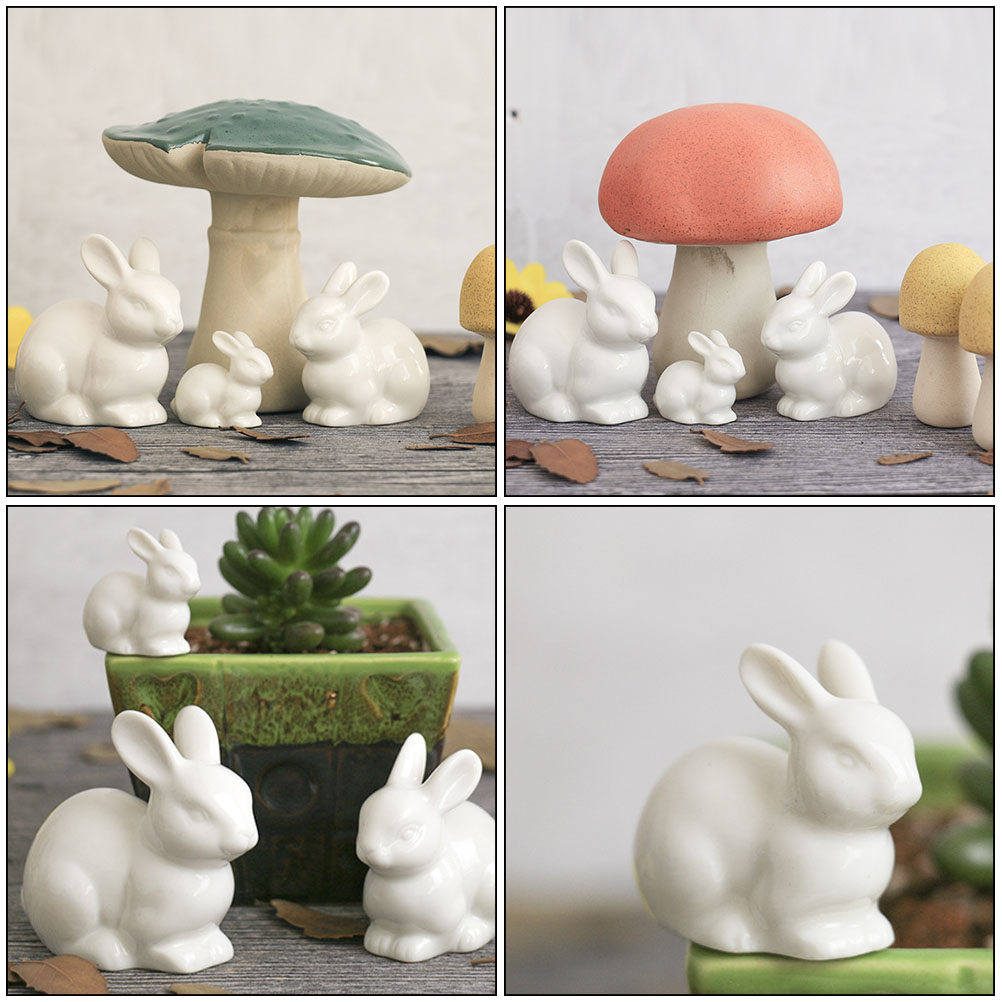 5Pcs Small Ceramic Rabbit Deco - Bonsai Garden Landscape Design 评论和价格